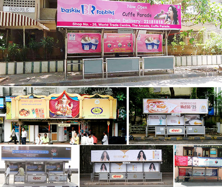 Bus stop adertising, Bus stops advertising, bus stop shelter advertising in Mumbai, Thane, Navi Mumbai
                